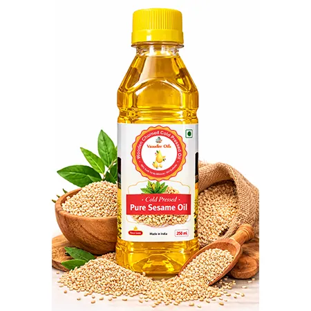 Cold Pressed Sesame Oil 250 Ml - 100% Pure Til Oil for Cooking & Ayurvedic Use | Vasudev Oils
