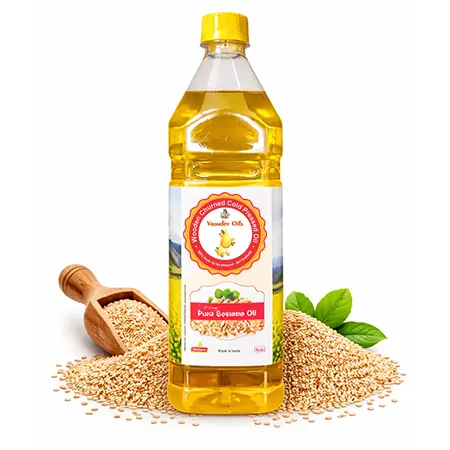 Cold Pressed Sesame Oil 1 Litre - 100% Pure Til Oil for Cooking & Ayurvedic Use | Vasudev Oils